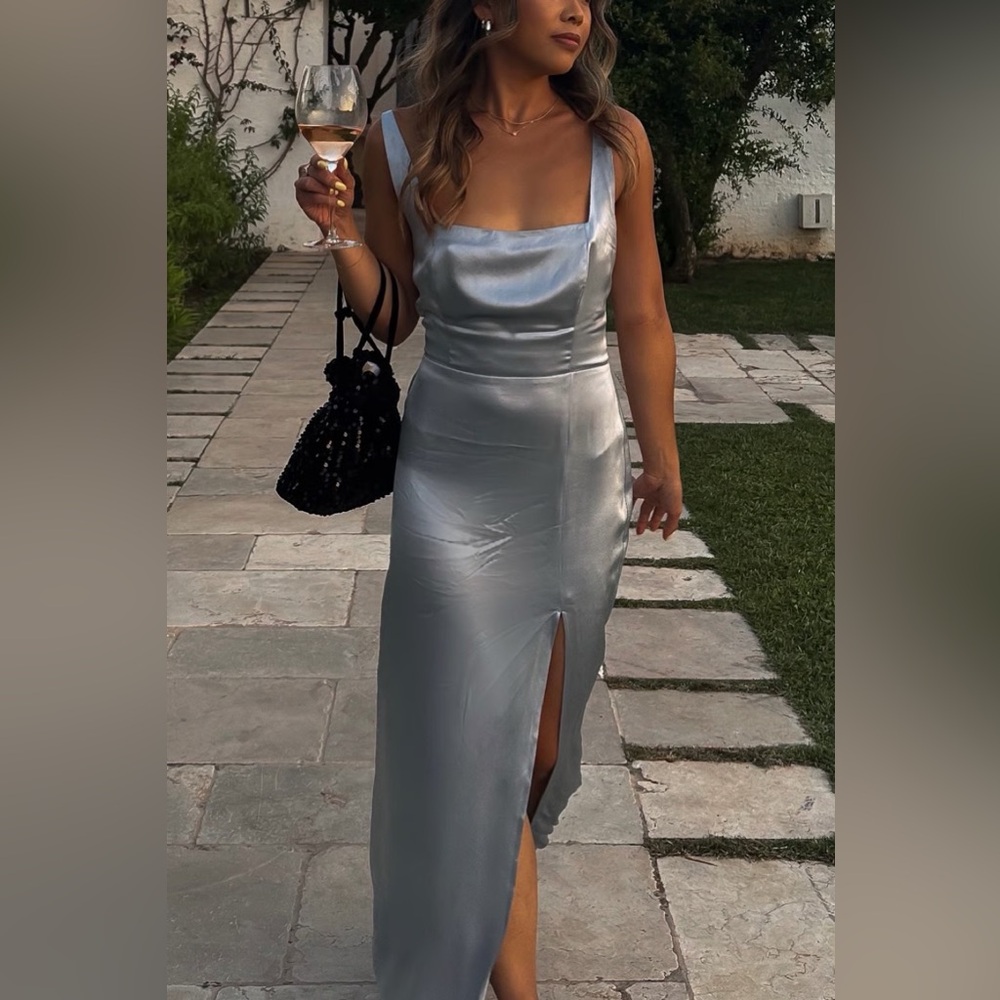 Reformation Silver Midi Dress